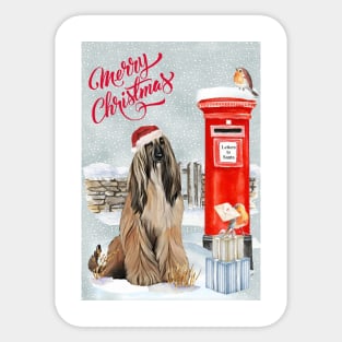 Brindle Afghan Hound Merry Christmas Santa Dog Sticker